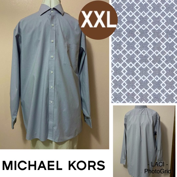 Michael Kors Other - 18 34/35 Micheal Kors Big Fit Airsoft Stretch Blue Grey Long Sleeve